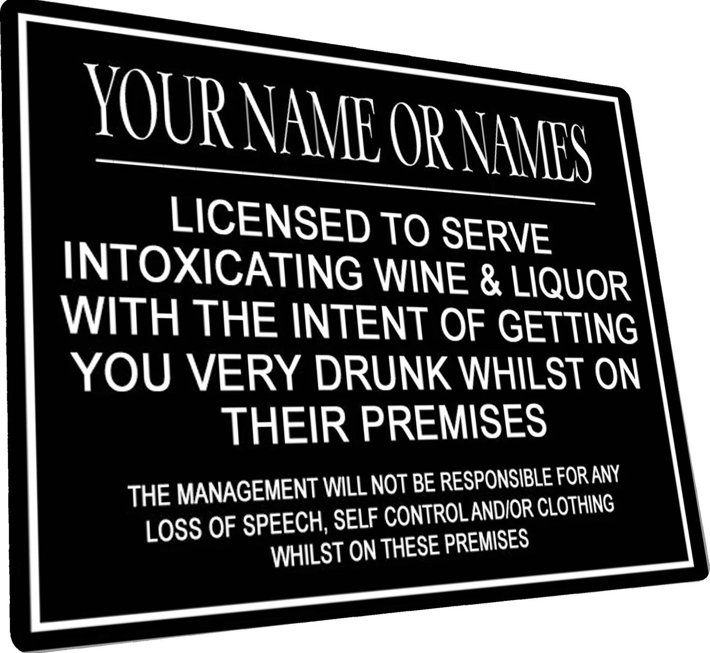 PERSONALISED Bar Garden Metal Wall Sign Gift Present BBQ Gin Party Family Funny Wall Sign