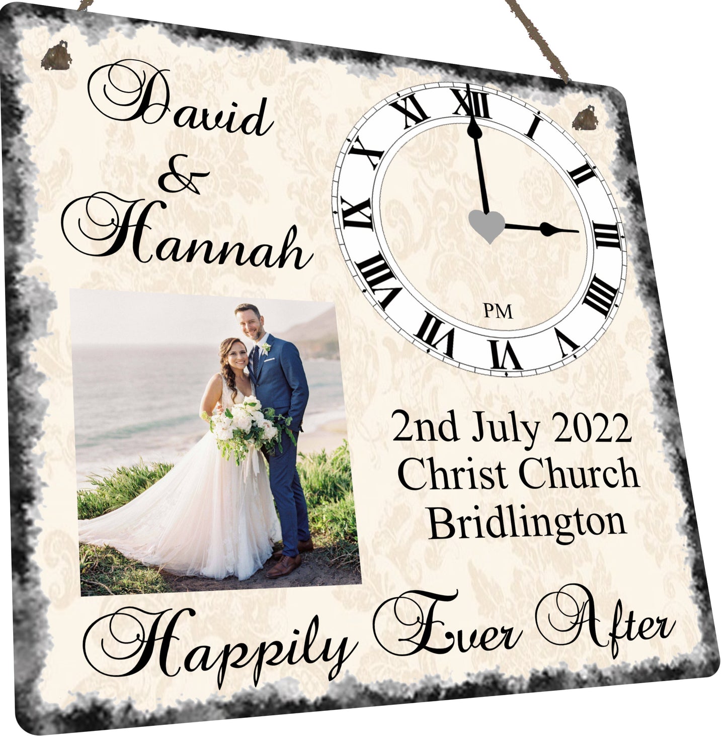 Wedding Photo Record Metal Hanging Wall Plaque Gift Present Newlyweds Newly Married