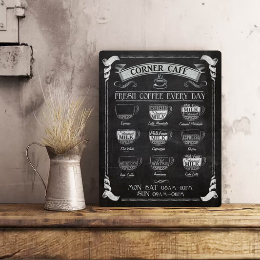 PERSONALISED Retro Vintage Coffee Cafe Kitchen Metal Wall Sign Gift Chalkboard Style Gift Present