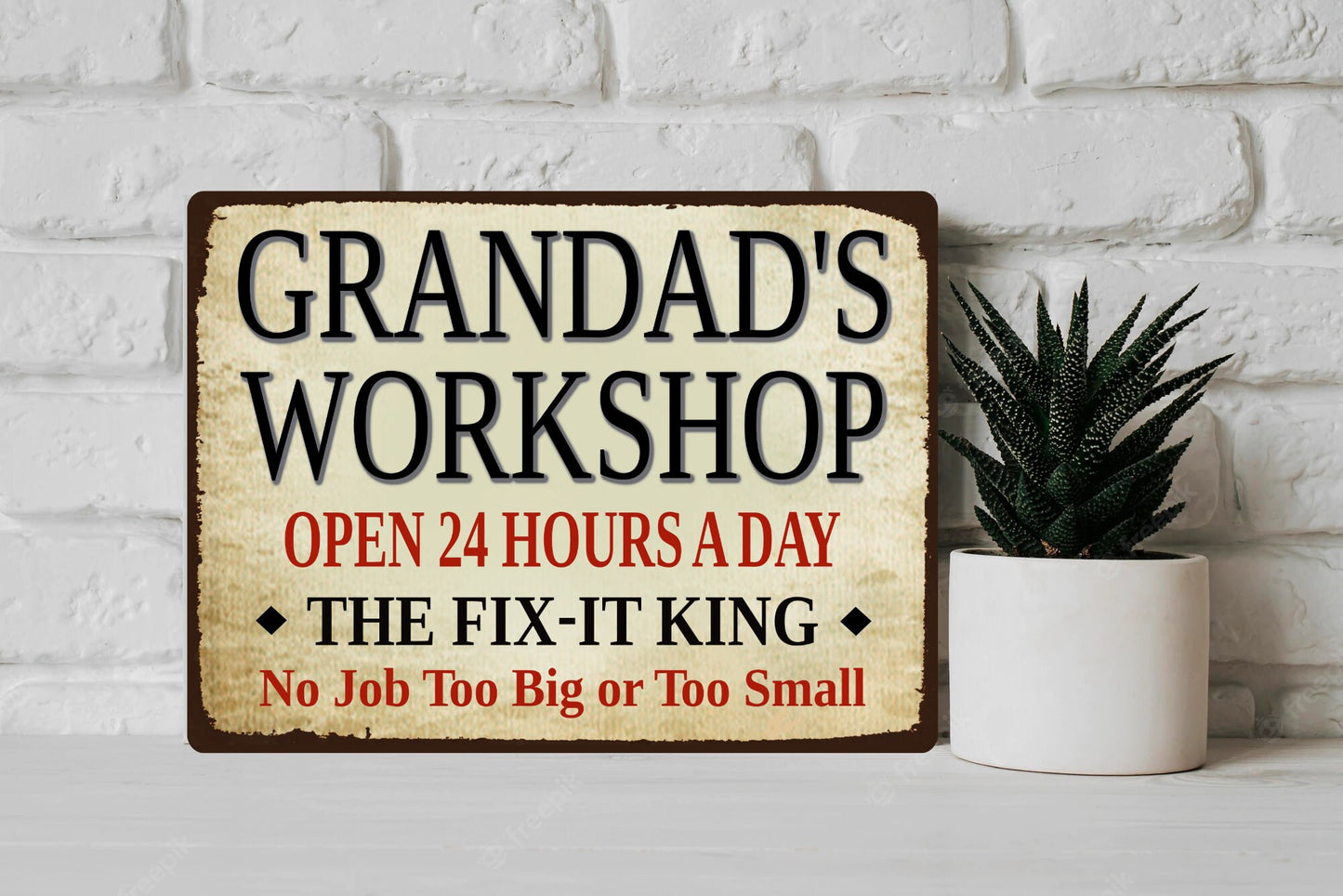 PERSONALISED Workshop / Shed Metal Wall Sign Gift Dad Present Fathers Day Any Text