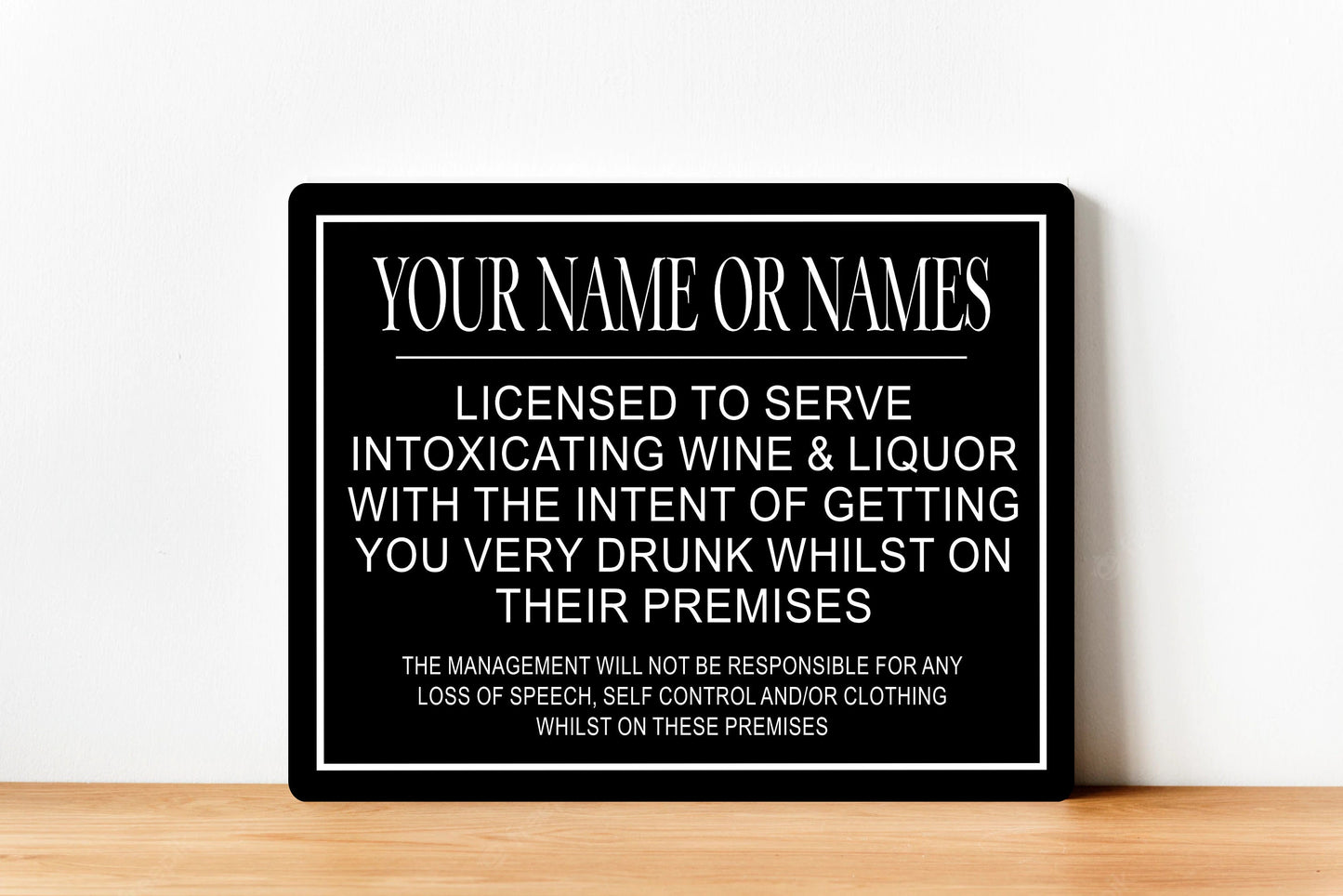 PERSONALISED Bar Garden Metal Wall Sign Gift Present BBQ Gin Party Family Funny Wall Sign