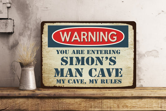 Personalised Metal Vintage MAN CAVE Sign Bar Gift Brother Dad Christmas Garage