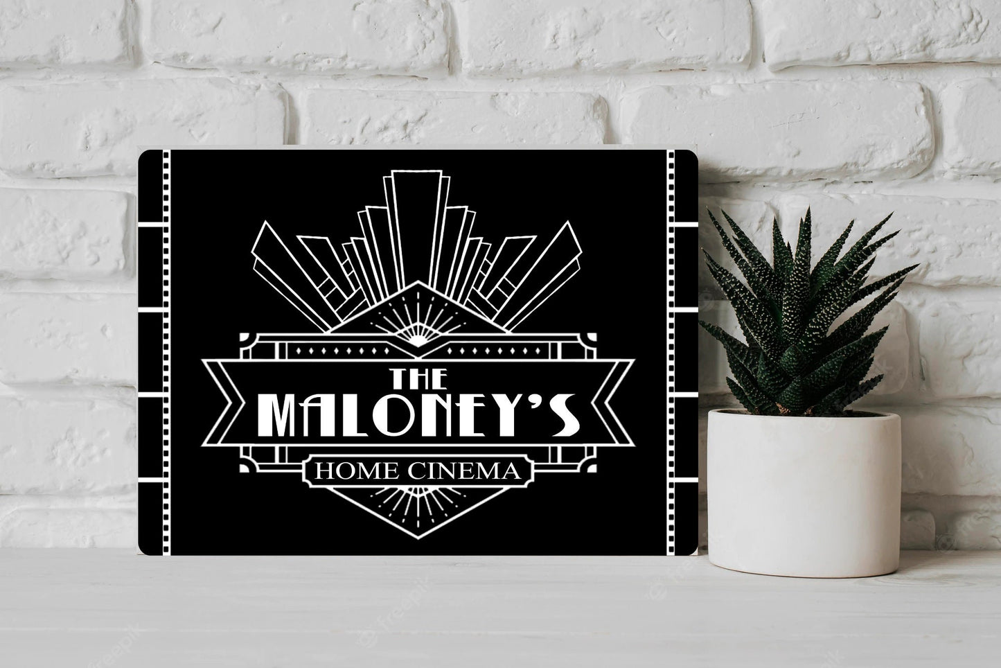 Personalised Metal Art Deco Home Cinema Theatre Metal Wall Sign