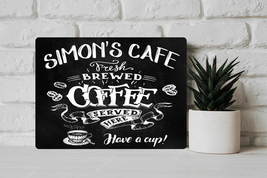 PERSONALISED Retro Vintage Coffee Cafe Metal Wall Sign Gift Present Chalkboard Style