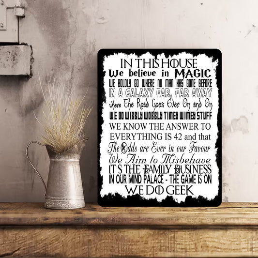 Geek House Rules Metal Wall Sign Gift Present Home House Family