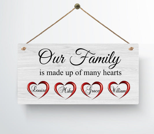 Beautiful Personalised Family Hearts Hand Made Metal Chic Door Sign Engagement Anniversary Love Wedding House Warming