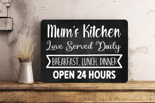 PERSONALISED Family Kitchen Metal Wall Sign Gift Present Home Love Served Daily