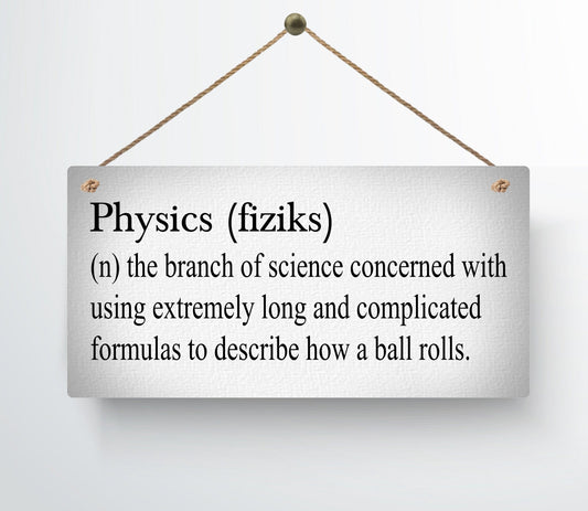 Physics Definition Funny Metal Hanging Wall Plaque Gift Present Birthday Christmas