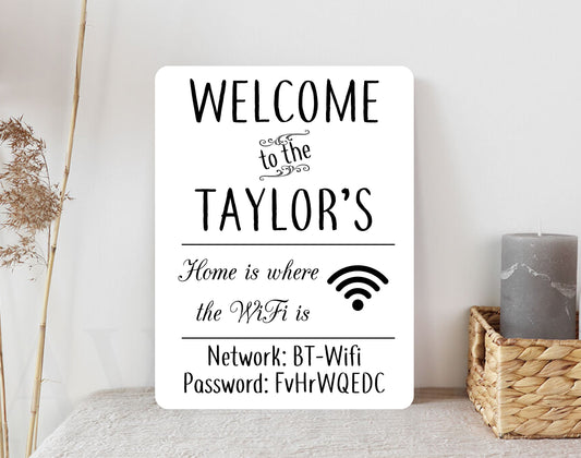 Personalised Metal Sign WI-FI Code Internet Password Home Wifi Wireless Welcome