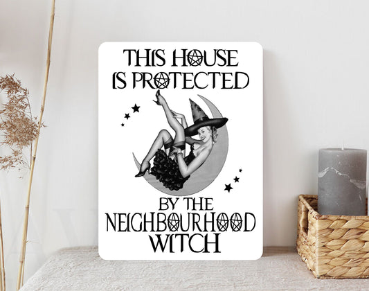 Halloween Neighbourhood Witch Metal Wall Sign Wicca  Watch Funny Gift Present