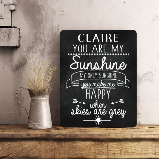 Personalised You are my Sunshine Metal Plaque Shabby Present  Gift Daughter Auntie Niece Mum