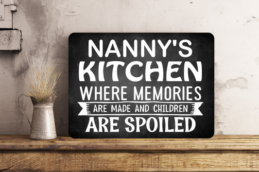 PERSONALISED Grandparent Family Kitchen Metal Wall Sign Children Spoiled Gift Present Home