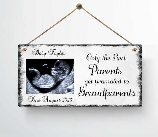 Personalised Grandparents Promoted Photo Hanging Wall Plaque Gift Present Birthday Christmas New Baby Scan