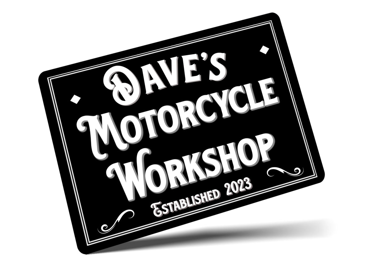 Personalised Motorcycle Workshop Sign Metal Wall Motorbike / Scooter G ...