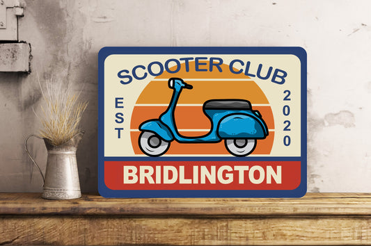 Personalised Scooter Club Sign Metal Wall Scooter Garage Shed Vintage Retro Tin Plaque Aluminium Any Town any Name