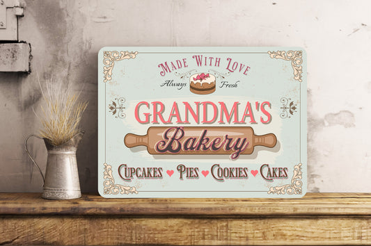 PERSONALISED Nanny's Grandma's Bakery Kitchen Metal Wall Sign Gift Present Home Nanny Mummy Granny Any Name