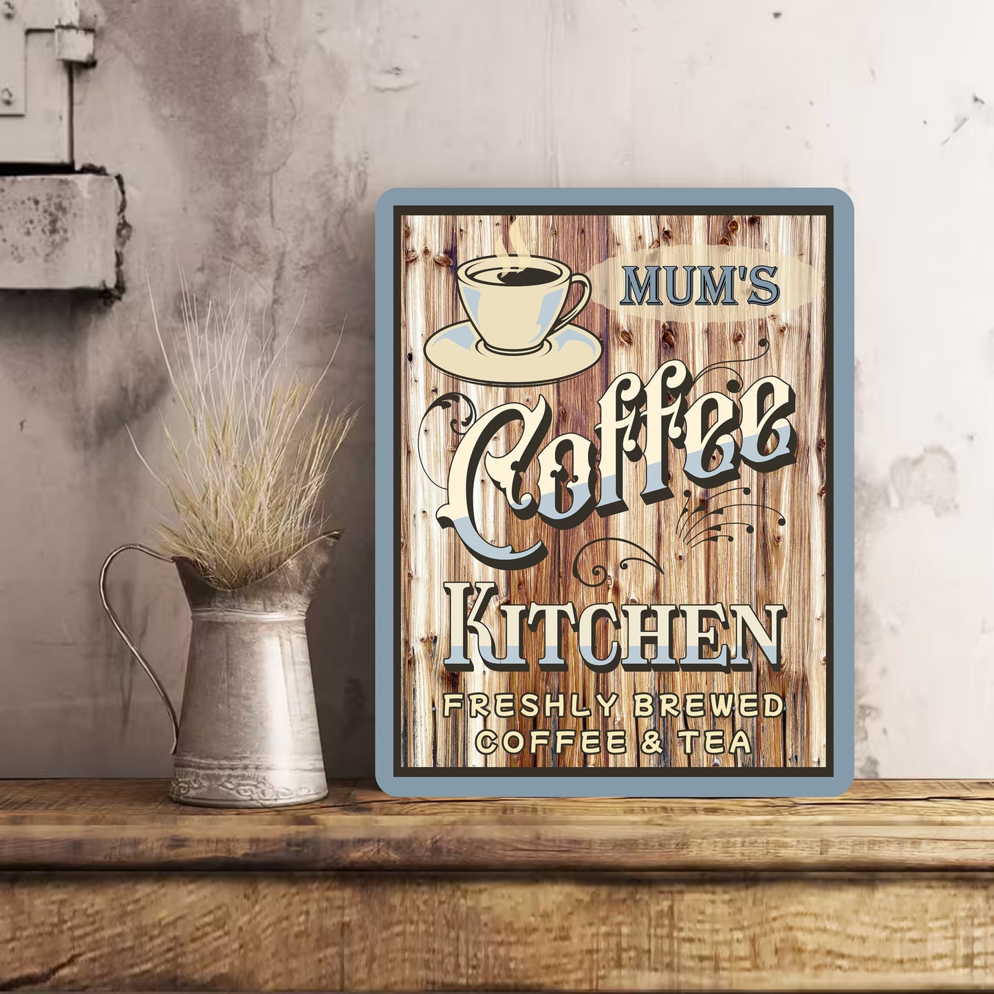 PERSONALISED Retro Vintage Coffee Cafe Kitchen Mum Nanny Any Name Metal Wall Sign Gift Present Mothers Day Gift Tea