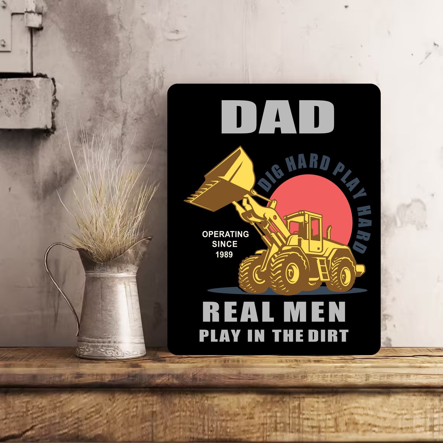 PERSONALISED Funny Digger Construction Garden Metal Wall Sign Gift Dad Present Man Cave ANY NAME Dad Present Gift