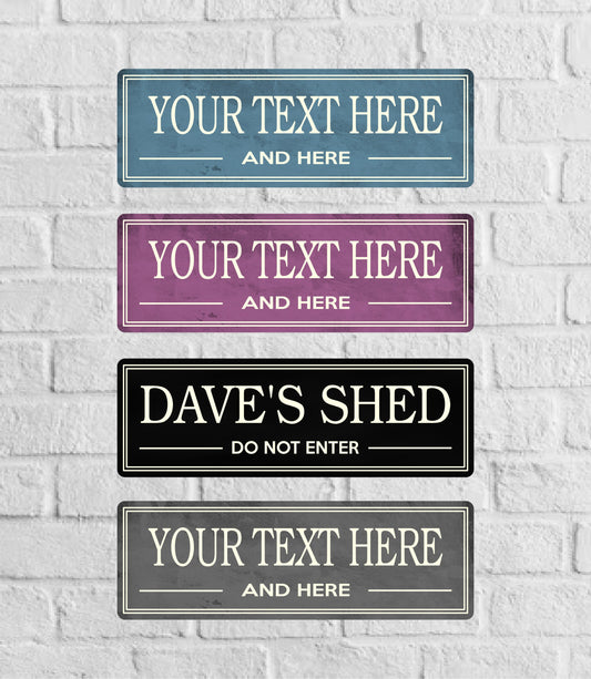 Personalised Custom Metal Sign, Shed, Workshop, Bar Any Text, Messages Man Cave Office Door Sign