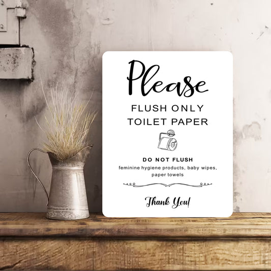 Metal Toilet Sign Bathroom Wall/Door Plaque Gift Please Only Flush Toilet Paper