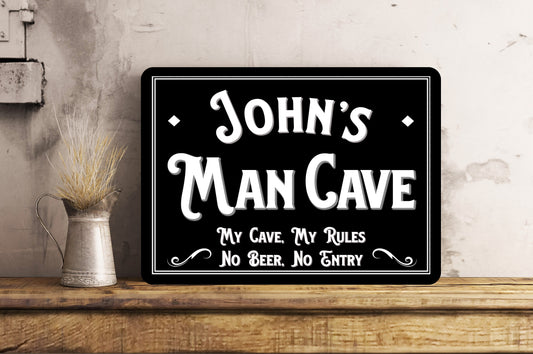 PERSONALISED Man Cave METAL Wall Sign Gift Present Man Cave Unique Gift Any Names Any Quote Hand Made Bar Present ManCave