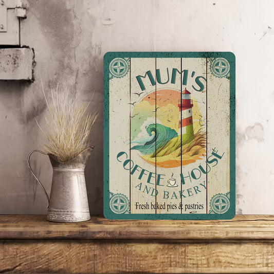 PERSONALISED Retro Vintage Coffee Cafe Kitchen Mum Nanny Any Name Metal Wall Sign Gift Present Lighthouse Mothers Day Gift