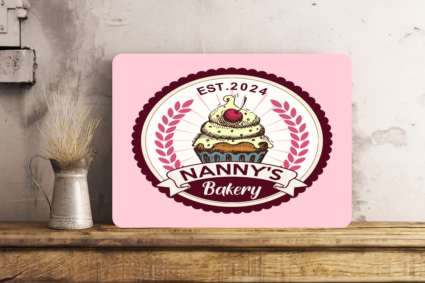 PERSONALISED Nanny's Grandma's Bakery Kitchen Metal Wall Sign Gift Present Home Nanny Mummy Granny Any Name Any Company Name