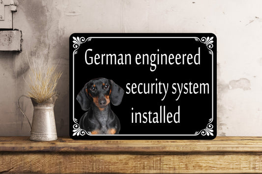 Funny Dachshund Sausage Dog Security Metal Sign Gift Waterproof Garage Parking Outdoor Your Image can be added