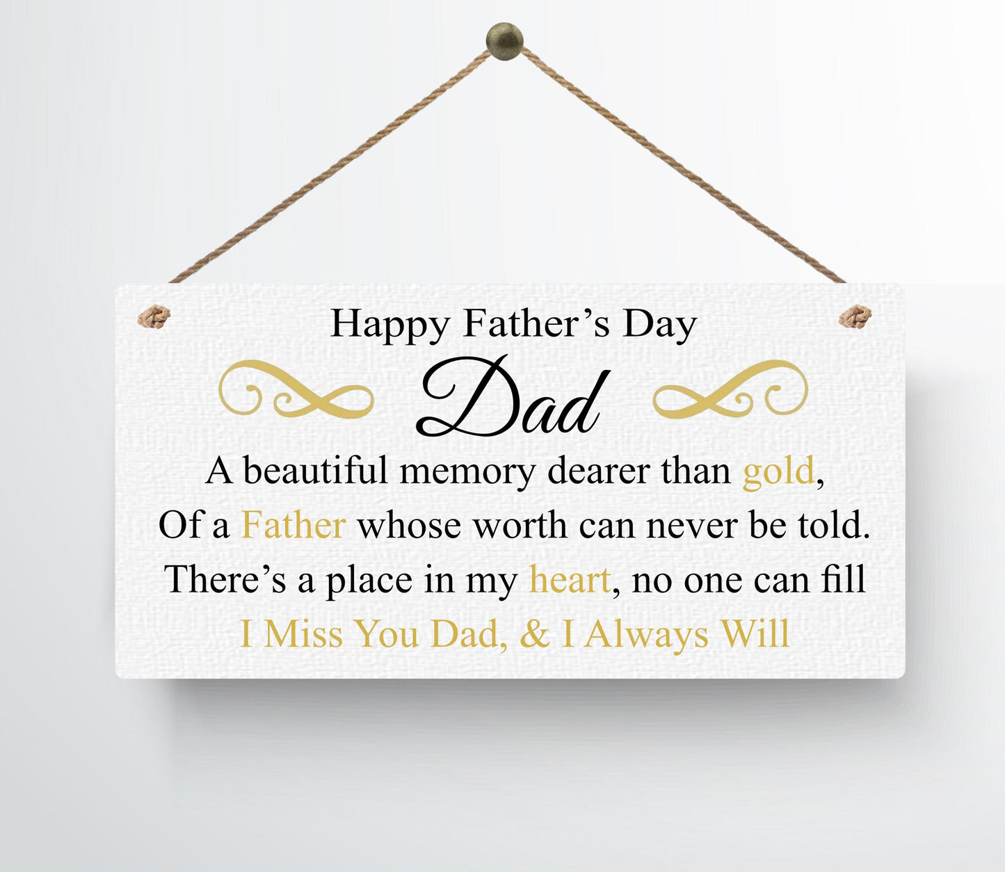 I Miss You Dad metal hanging Plaque Dad Father's Day Sign Gift for Dad Heaven Bereavement In Memory