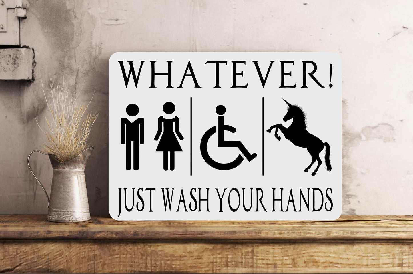 Gender Neutral Toilet Bathroom Wall Sign Gift Present Unicorn Bar Sign Pub Plaque Home House LGBTQ Gender Fluid Queer Wash Your Hands