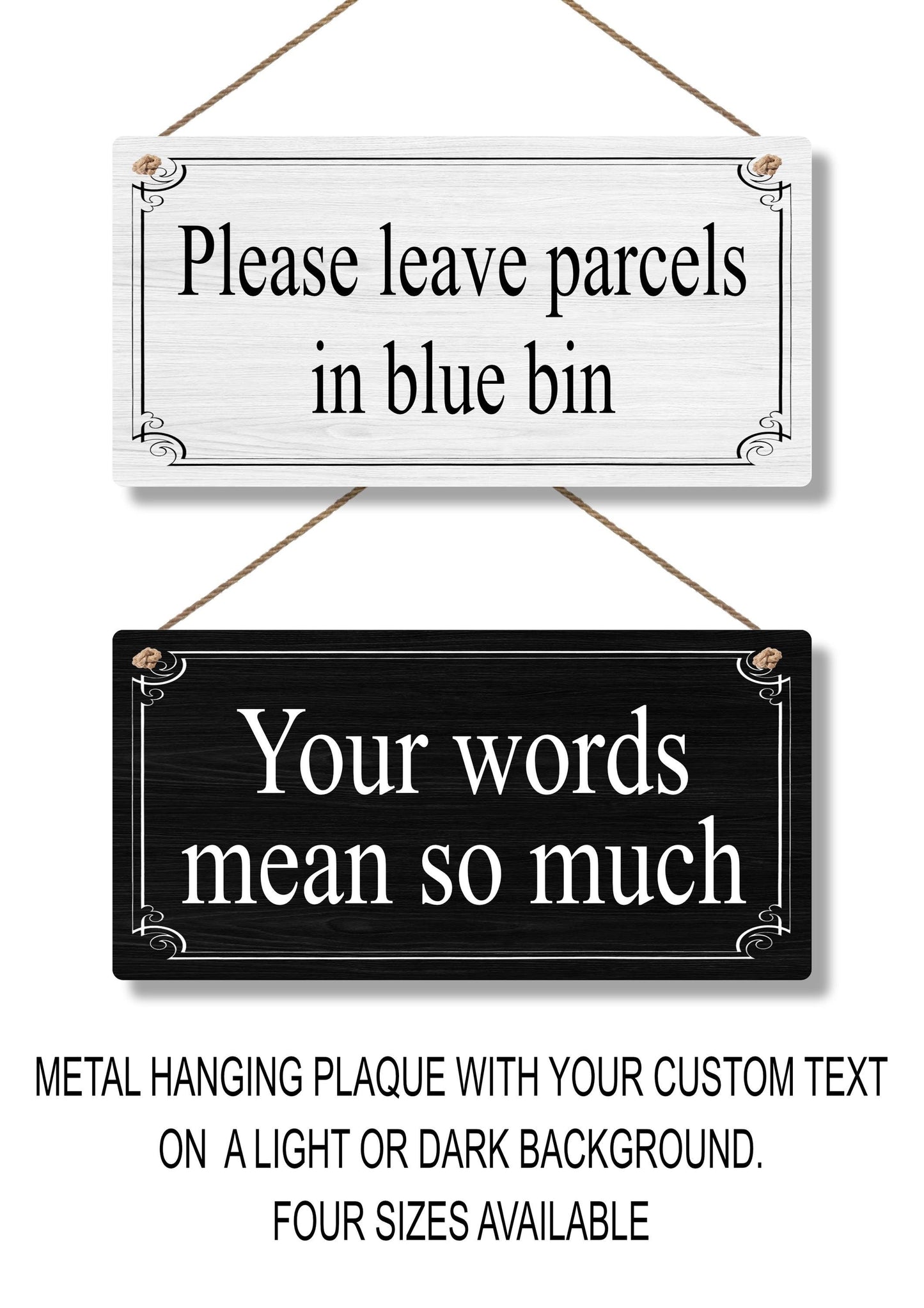 Personalised Metal Sign Hanging Plaque Gifts Custom Any Text Quotes Fun Gift Four Sizes Waterproof  Indoor / Outdoor Personalized Custom