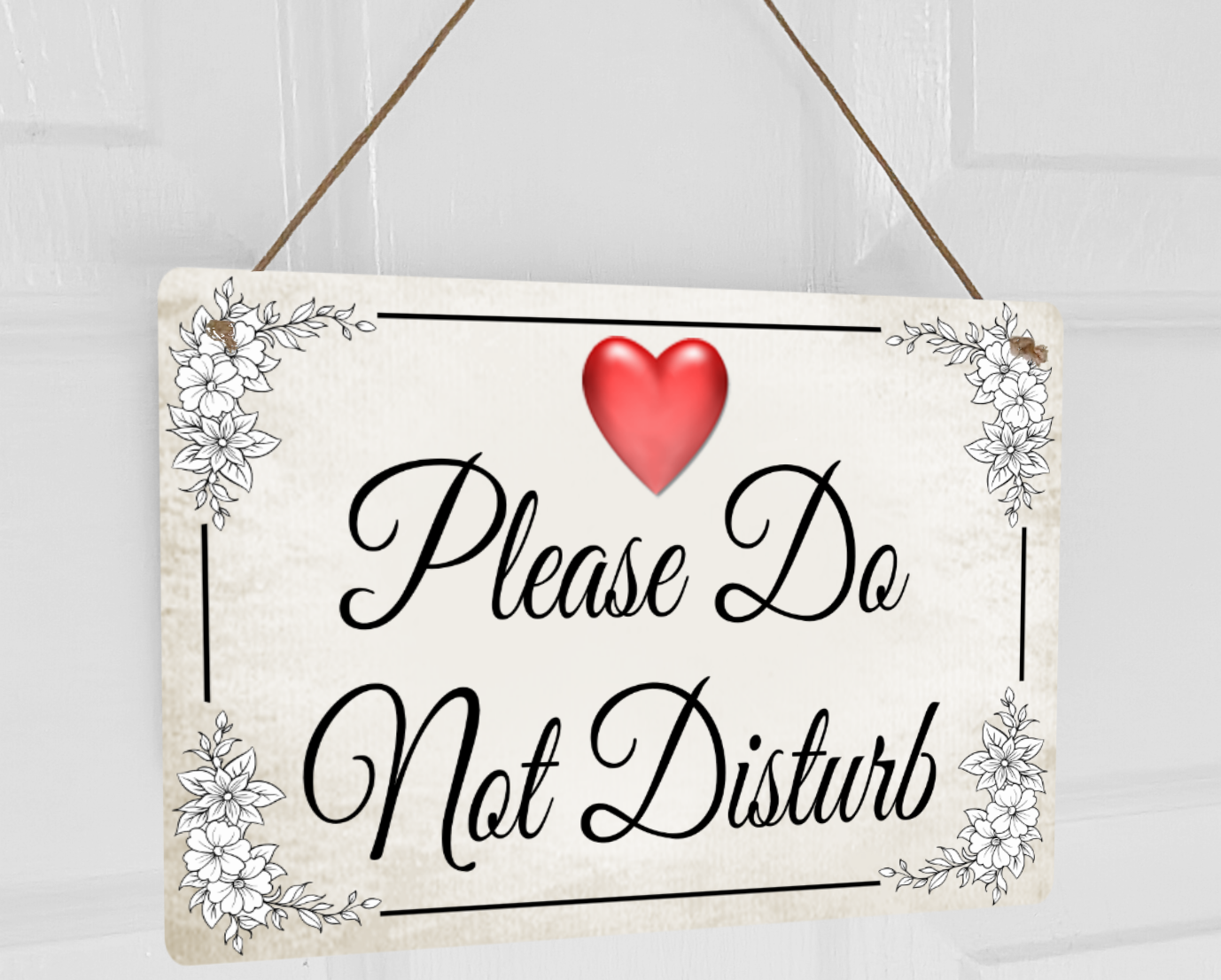 Beautiful Handmade Metal Chic Please Do Not Disturb Hanging Door Sign Floral Heart