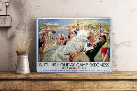 BUTLINS SKEGNESS Sign Plaque Vintage Retro Advert METAL Gift Wall Sign Railway
