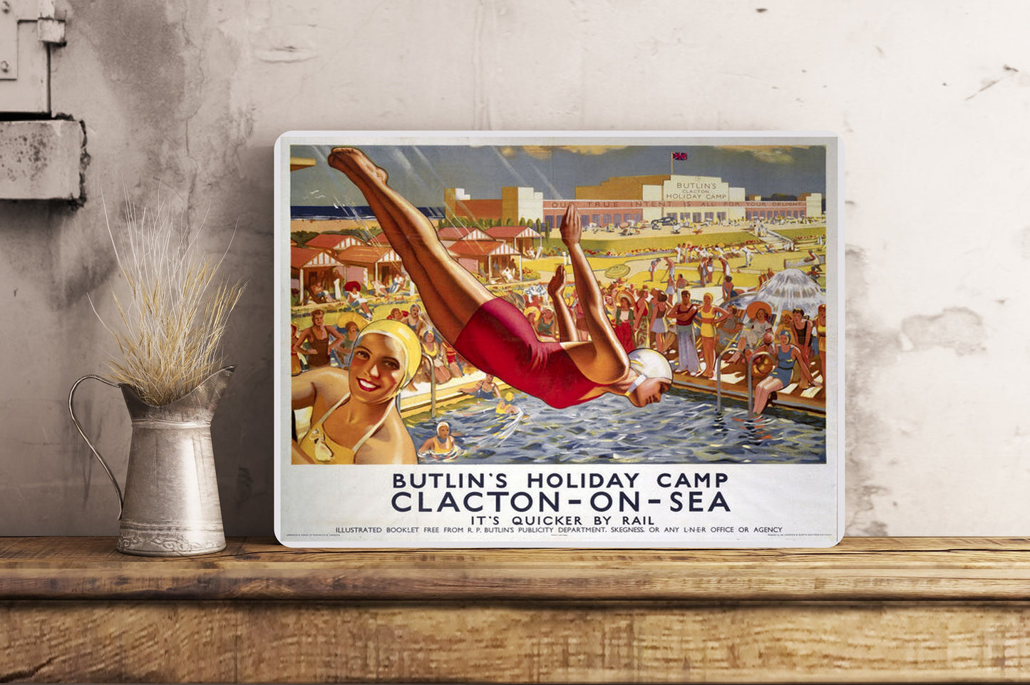 CLACTON-ON-SEA Butlins Sign Plaque Vintage Retro Advert Metal Railway Gift