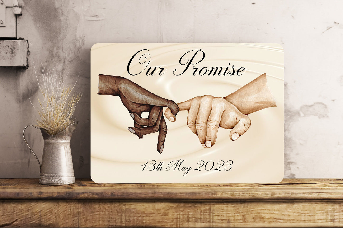 Personalised Metal Pinky Promise Wall Sign Gift Present Friends Waterproof Gift Present Mother Fathers Day Couple Gift Boyfriend Girlfriend