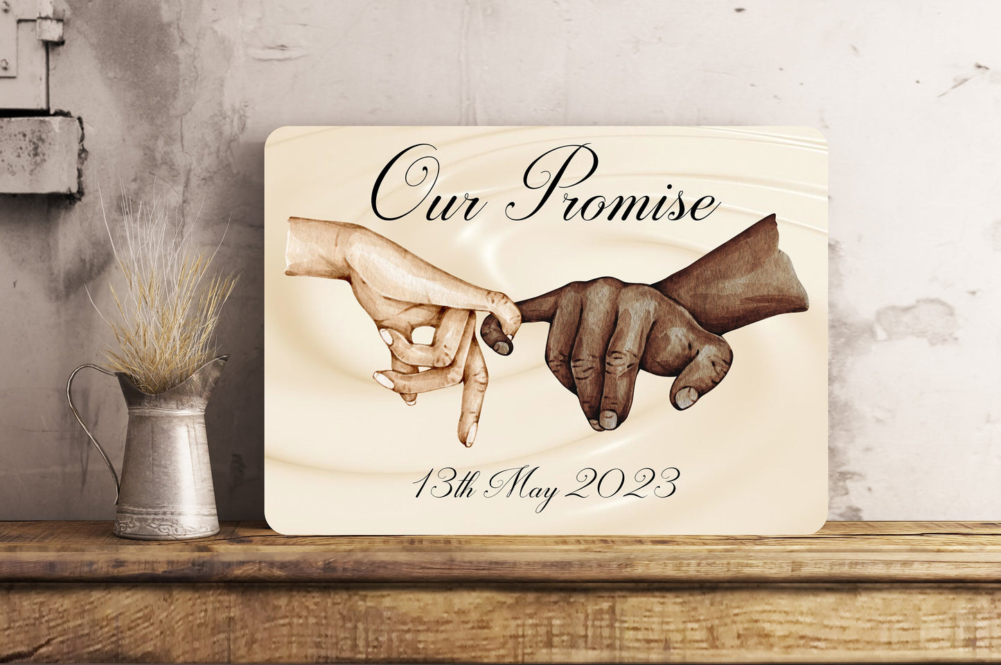 Personalised Metal Pinky Promise Wall Sign Gift Present Friends Waterproof Gift Present Mother Fathers Day Couple Gift Boyfriend Girlfriend