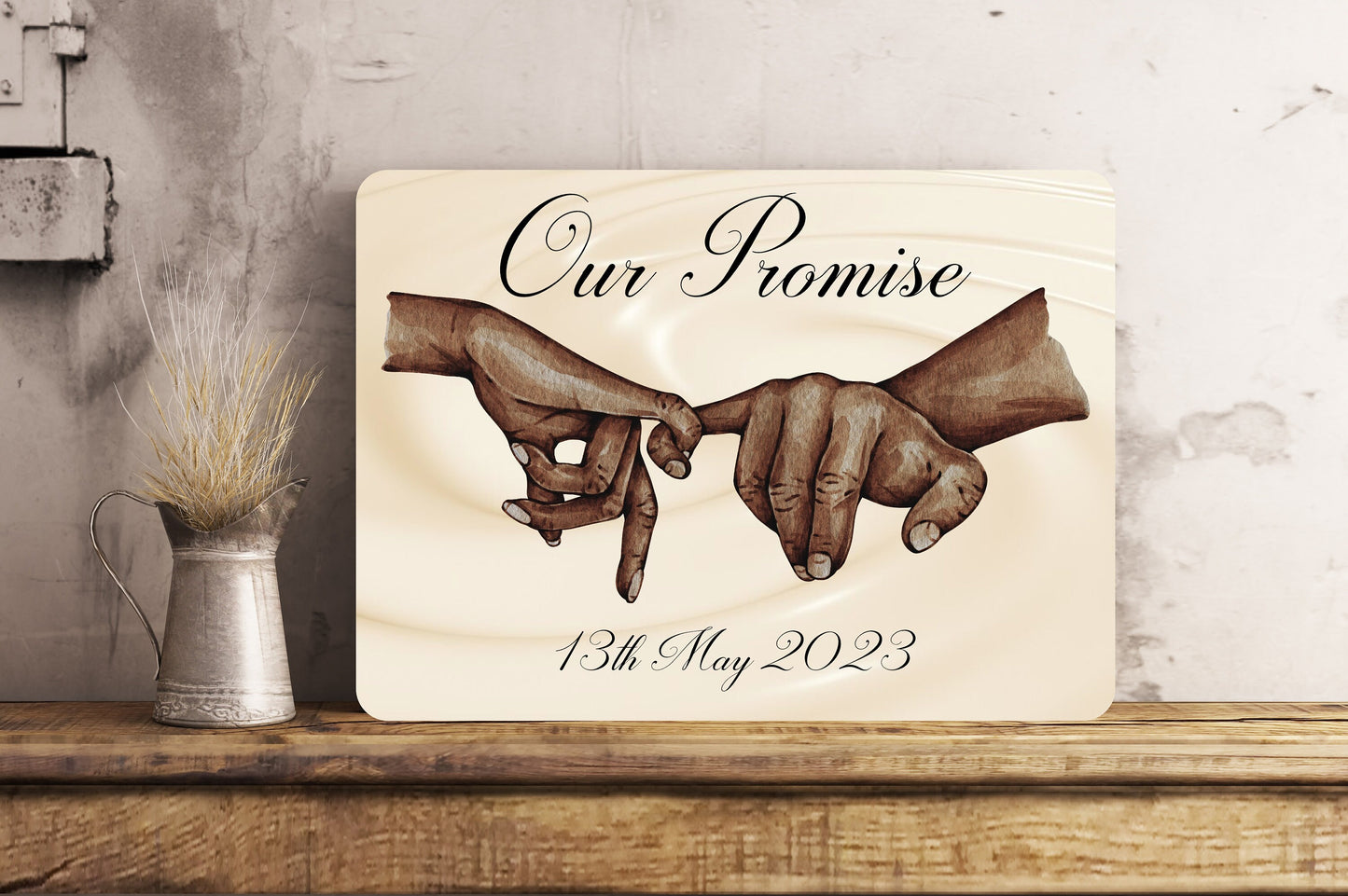 Personalised Metal Pinky Promise Wall Sign Gift Present Friends Waterproof Gift Present Mother Fathers Day Couple Gift Boyfriend Girlfriend