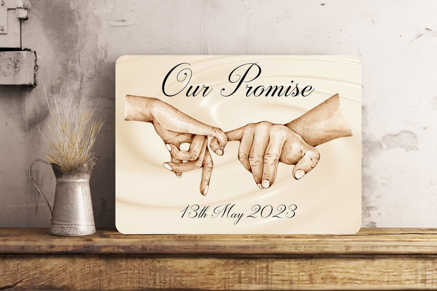 Personalised Metal Pinky Promise Wall Sign Gift Present Friends Waterproof Gift Present Mother Fathers Day Couple Gift Boyfriend Girlfriend